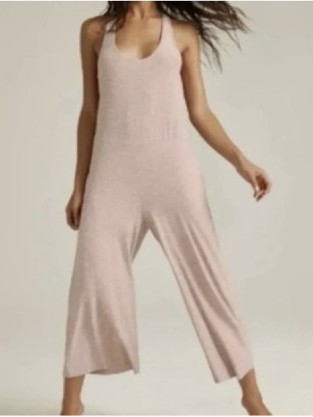 Beyond Yoga Tan Featherweight Hang Loose Wide-Leg Jumpsuit Medium